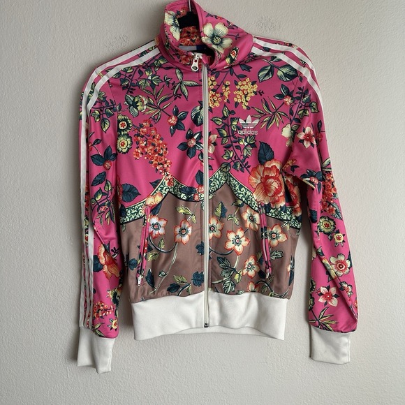 Adidas x FARM Jardineto Track Jacket Floral Firebird Pink Trefoil S Runs Small - Picture 3 of 12